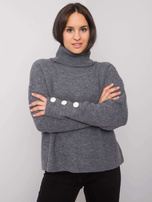 Dunkelgrauer Damenpullover mit Rollkragen Emrie RUE PARIS.