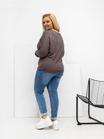 Brązowa damska bluzka plus size z długim rękawem