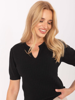 Czarny damski sweter z krótkim rękawem