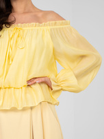 Jasnożółta bluzka hiszpanka z wiązaniem RUE PARIS 