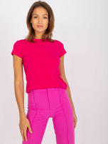 Fuksjowy t-shirt basic z bawełny Peachy