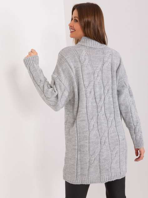 Hurt Szara dzianinowa sukienka z długim rękawem RUE PARIS