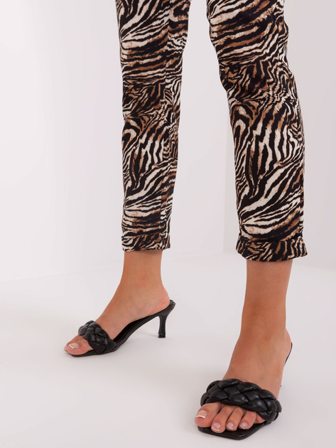 Hurt Beżowo-czarne spodnie z materiału od garnituru