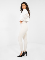 Jasnobeżowe gładkie legginsy z wysokim stanem RUE PARIS 