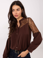 Brązowa rozpinana koszula z koronką 