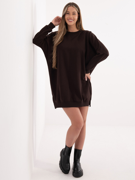 Czekoladowa dresowa sukienka basic z bawełny