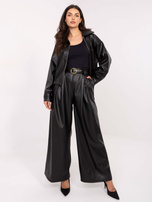 Czarne skórzane spodnie z zakładkami RUE PARIS