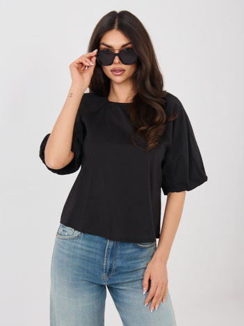 Czarna damska bluzka o luźnym kroju SUBLEVEL 