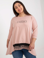 Hurtownia Brudnoróżowa tunika plus size z rękawem 3/4