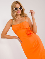 Hurt Pomarańczowa sukienka koktajlowa z marszczeniami