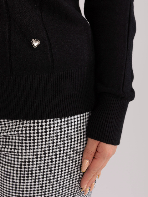 Hurt Czarny damski sweter plus size w warkoczowy splot