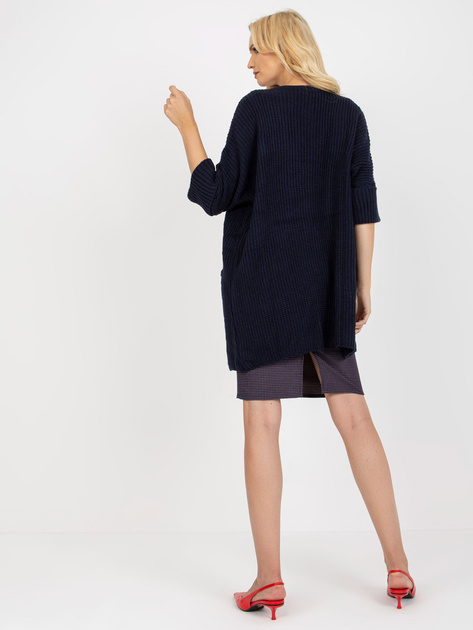 Hurtownia Granatowy luźny kardigan z kieszeniami RUE PARIS