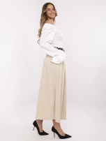 Beżowa garniturowa spódnica z gumką w pasie