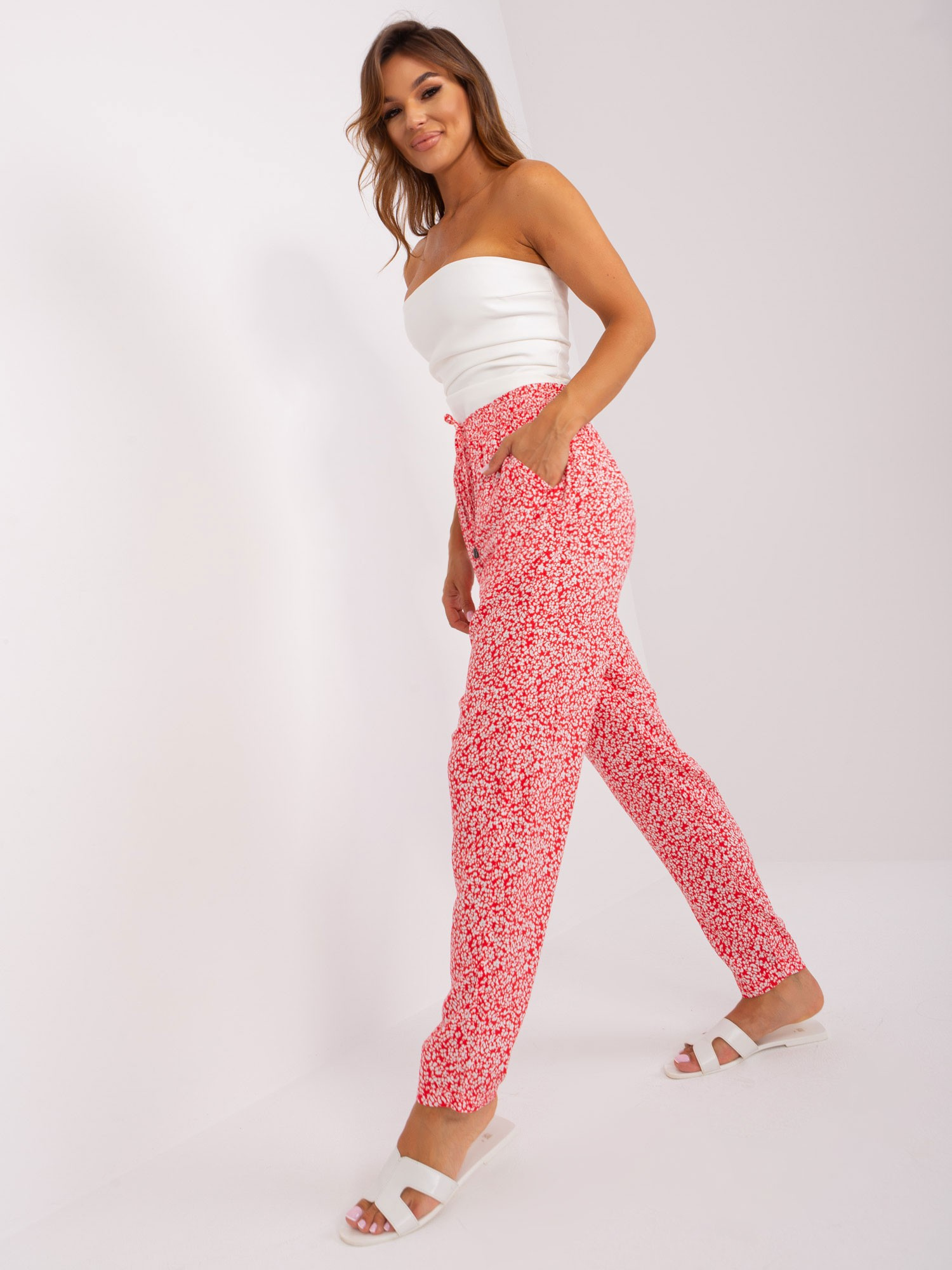 Hurt bright red fabric pants made of viscose SUBLEVEL.