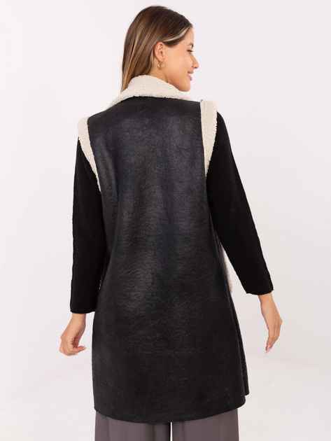 Czarna damska kamizelka z podszewką z misia