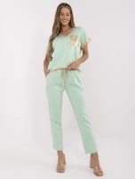 Pistacjowy casualowy komplet z wiskozą