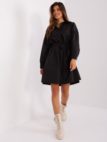 Hurt Czarna koszulowa sukienka z paskiem ZULUNA