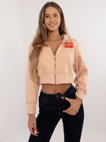 Hurt Camelowa krótka bluza rozpinana z nadrukiem