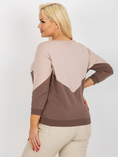 Hurt Beżowo-brązowa bluzka plus size basic z bawełny