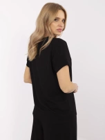 Czarna damska bluzka basic z dodatkiem wiskozy