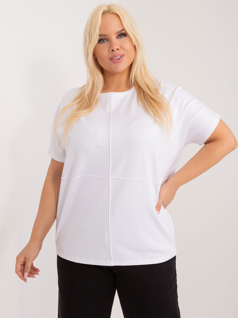 Hurtownia Biała casualowa bluzka plus size z bawełny