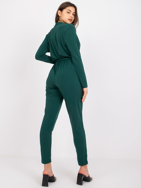 Ciemnozielony kombinezon z kopertowym dekoltem Serafini