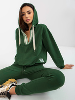 Hurt Ciemnozielony damski komplet casualowy z dekoltem w serek