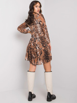 Czarno-brązowa sukienka z printem Loxley RUE PARIS