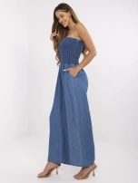 Ciemnoniebieski letni kombinezon z cienkiego jeansu