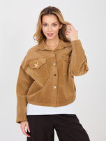 Camelowa sztruksowa kurtka z kieszeniami RUE PARIS 