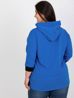 Hurtownia Ciemnoniebieska bluza plus size z kapturem