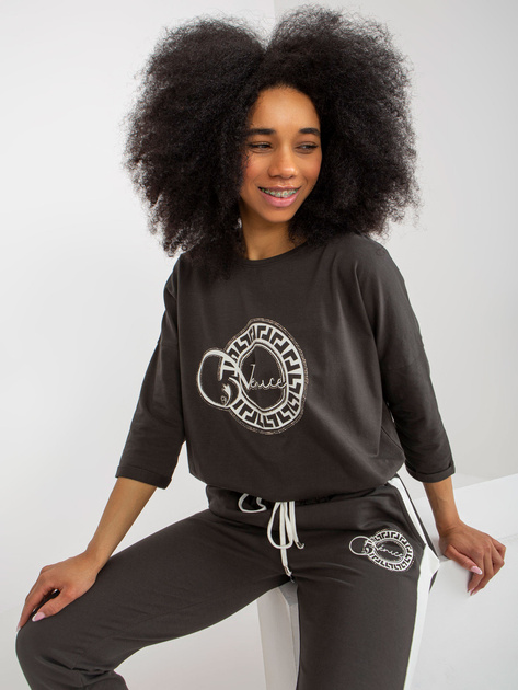 Hurt Khaki bawełniany komplet dresowy ze spodniami