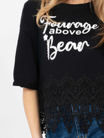 Czarna bawełniana bluzka z napisami 