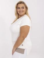 Ecru damska bluzka plus size z rozcięciami
