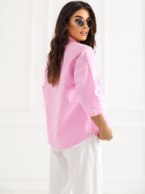 Różowa rozpinana koszula ze stójką