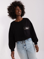 Hurt Czarna bluzka na co dzień z długim rękawem  