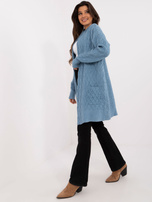 Hurtownia online Niebieski luźny kardigan z kieszeniami