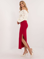 Hurt Czerwona prążkowana spódnica z rozcięciem