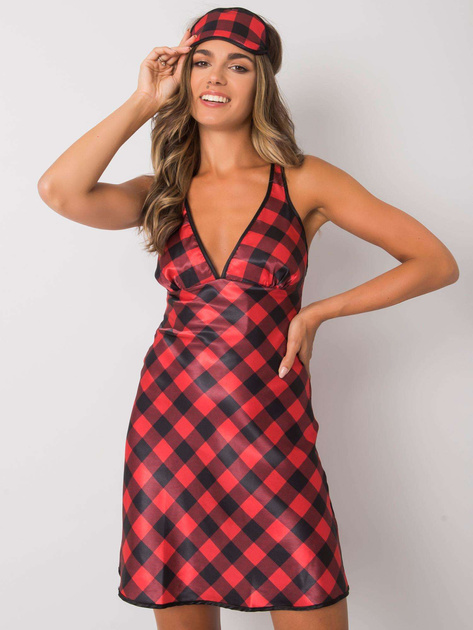 Czarno-czerwony komplet do spania w kratkę