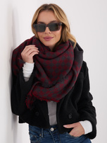 Szaro-czerwony szal w geometryczny wzór