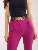 Hurt Fioletowe eleganckie spodnie z materiału do kostki Sewilla