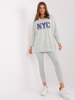 Hurtownia Miętowy melanżowy komplet z luźną bluzą