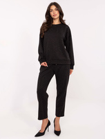 Czarny komplet z bluzą bez kaptura RUE PARIS 