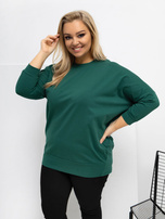 Ciemnozielona bluzka plus size z rękawem 3/4