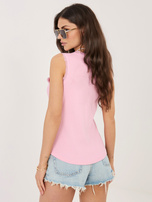 Jasnoróżowy prążkowany top bez rękawów