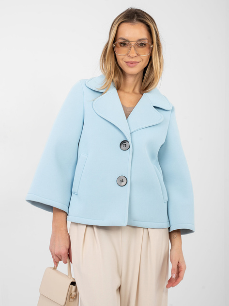 Jasnoniebieski piankowy płaszcz z kołnierzem