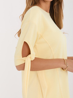 Jasnożółty damski komplet z szerokimi spodniami