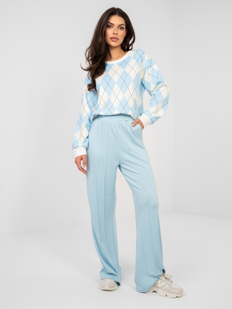 Pastelowe niebieskie spodnie basic wide leg RUE PARIS