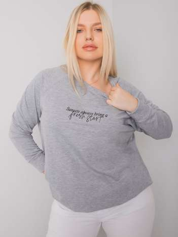 Szara melanżowa bluza plus size z napisem Marlow