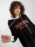 Hurt Czarna długa bluza oversize z napisem i kapturem